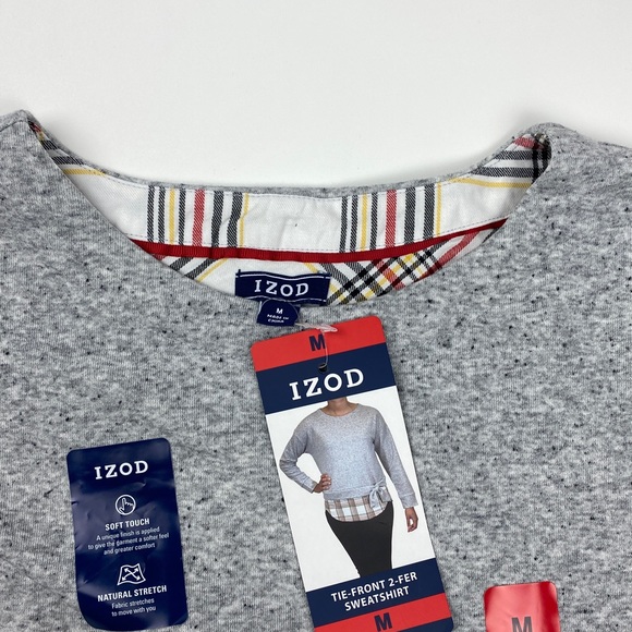 Izod Tie Front 2-Fer Sweatshirt NWT Size M Women’s - Picture 10 of 11